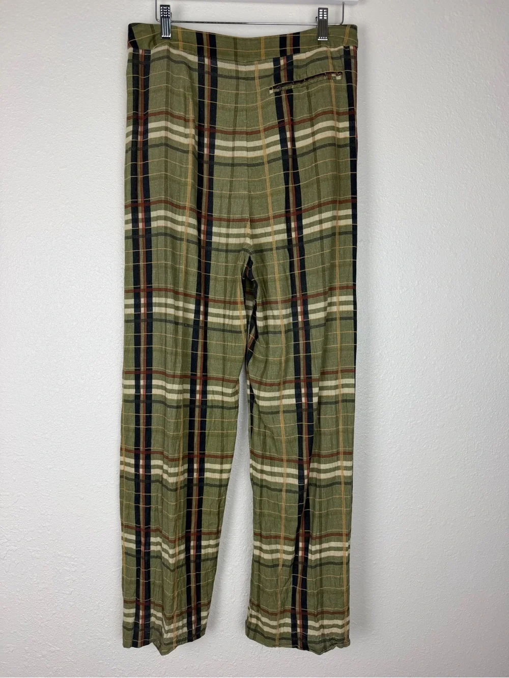 ZARA Blogger Favorite Green Linen Plaid Pants Trousers Academia Small